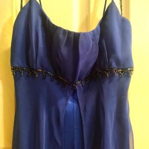 Full length formal blue dress, vintage 2000s